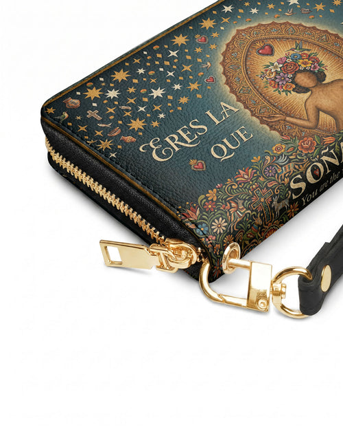 "Eres la mujer que alguna vez soñaste ser" ver.4 Long Wallet - side view | Paleta Bags
