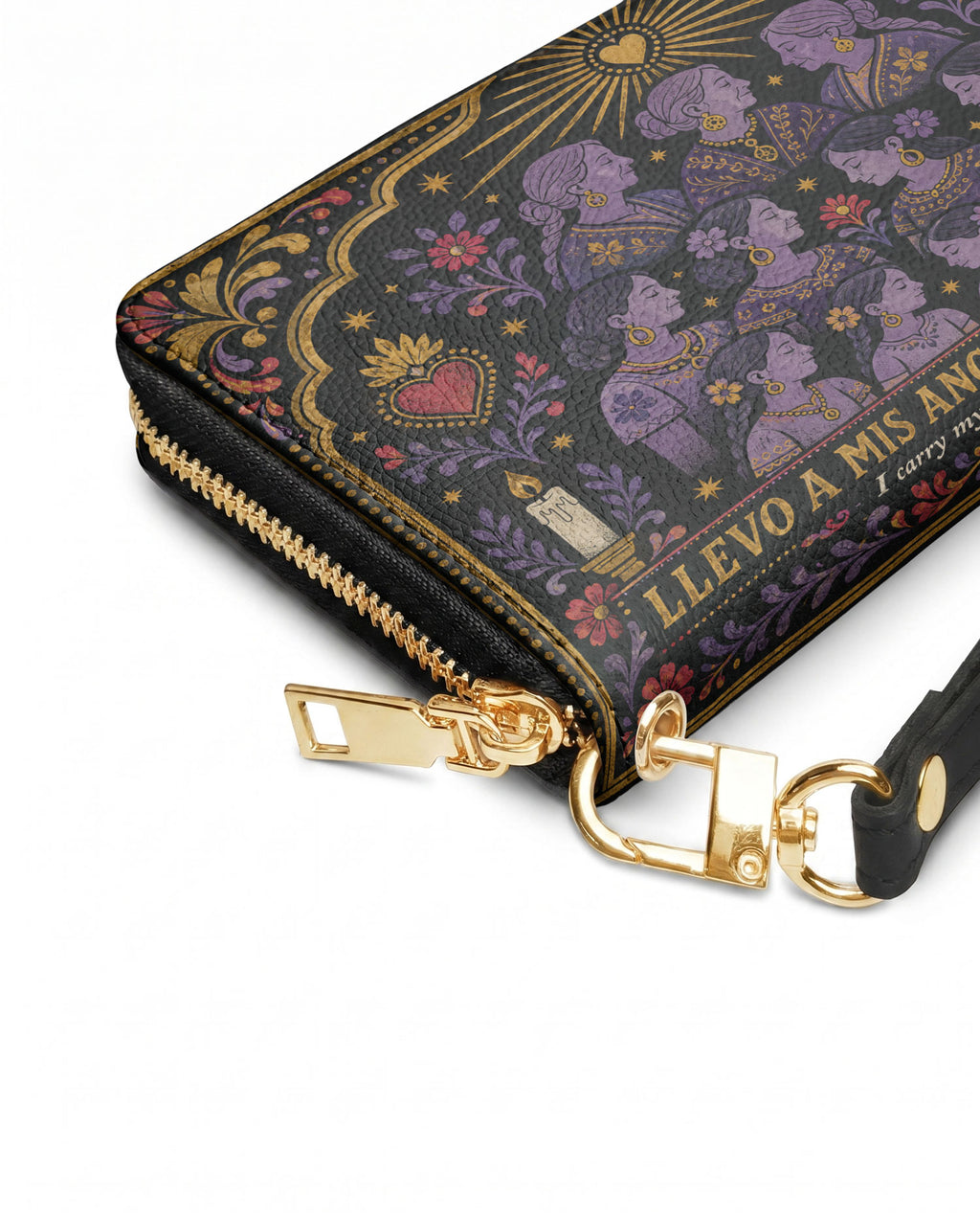 "Llevo a mis ancestros en la sangre" ver.3 Long Wallet - side view | Paleta Bags