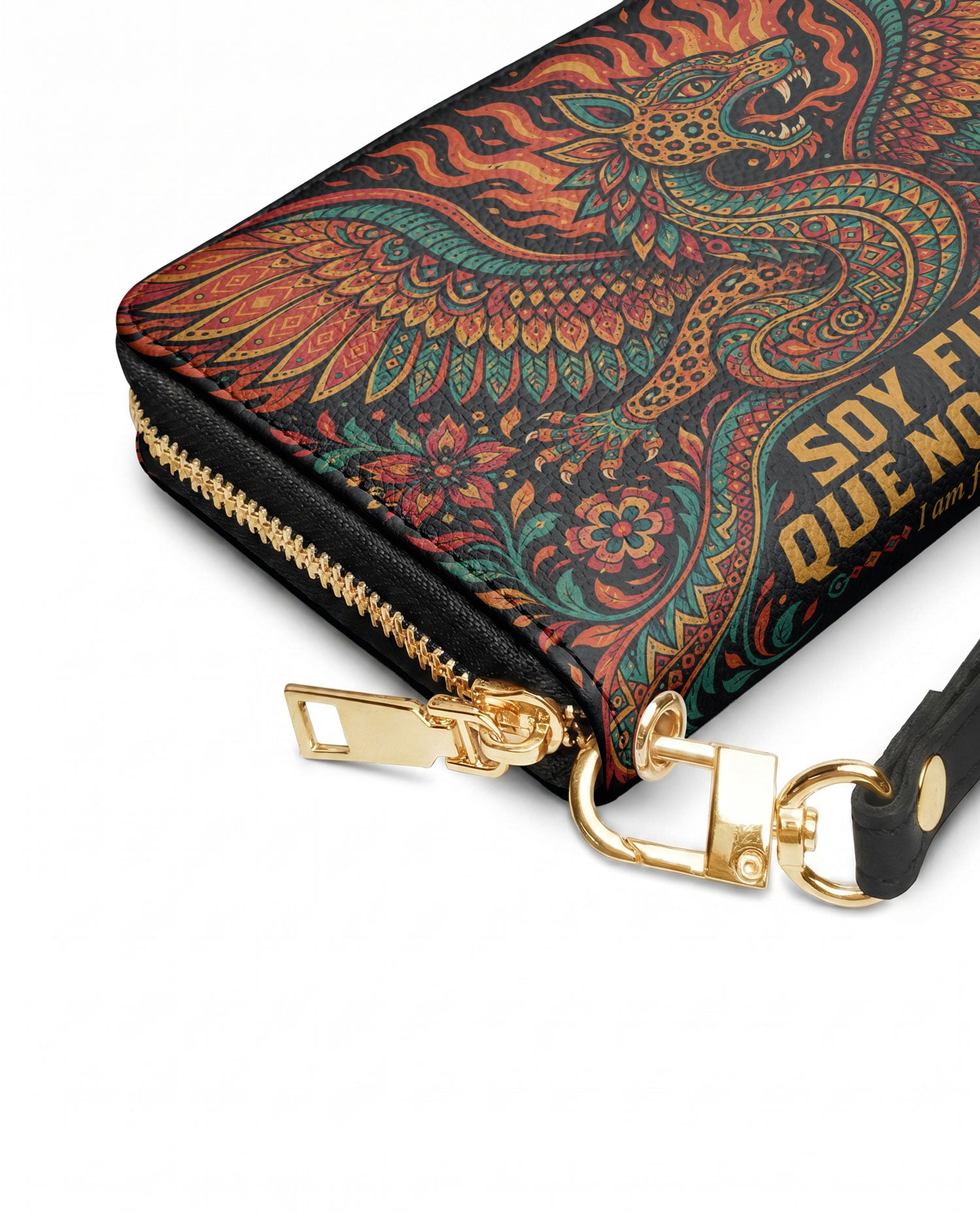 "Soy fuego que no se apaga" ver.1 Long Wallet - side view | Paleta Bags
