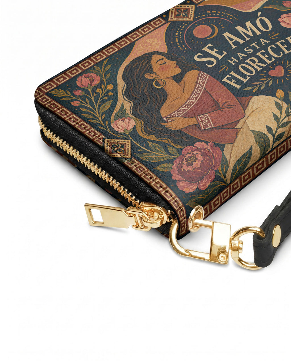 "Se amó hasta florecer" ver.1 Long Wallet - side view | Paleta Bags