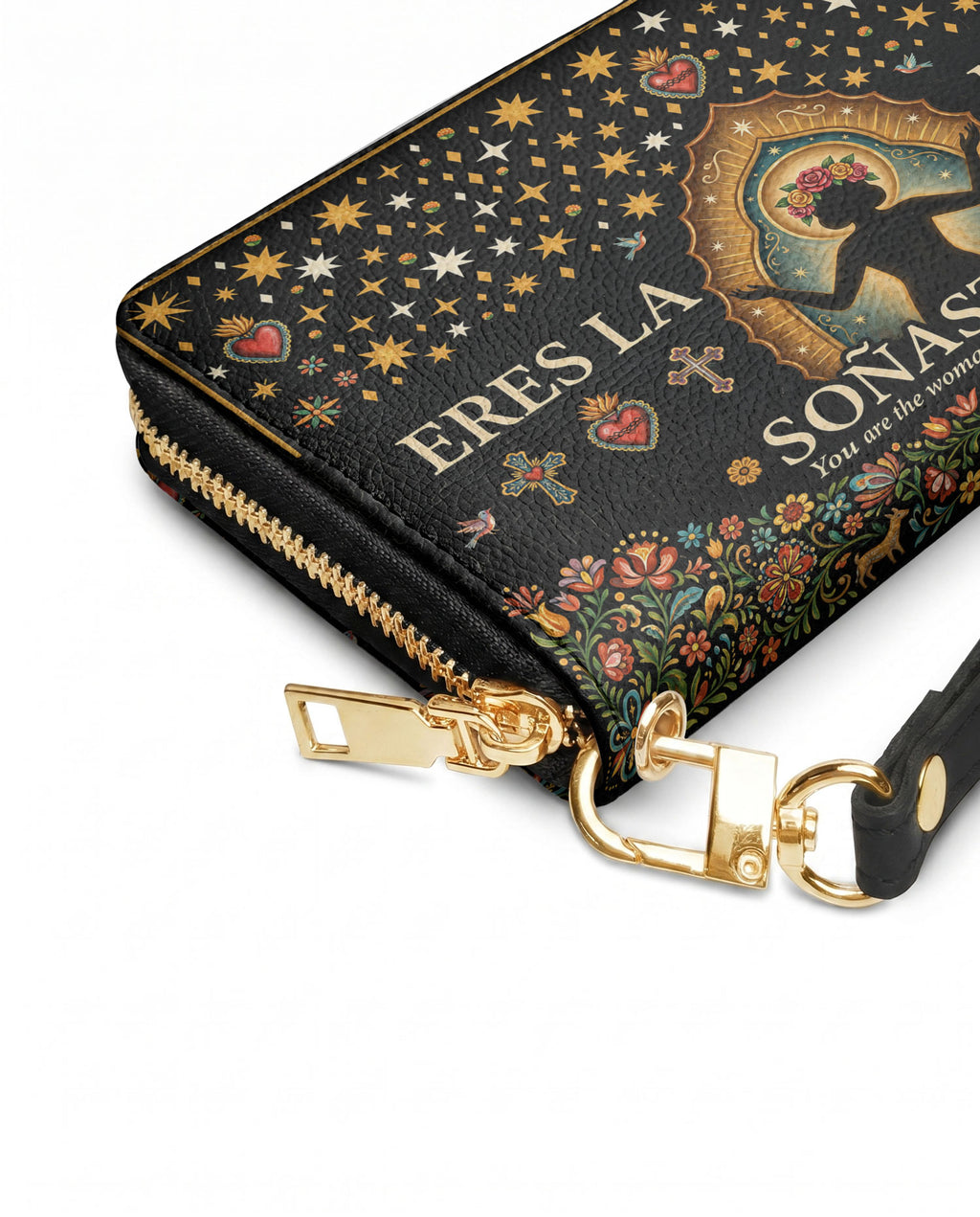 "Eres la mujer que alguna vez soñaste ser" ver.2 Long Wallet - side view | Paleta Bags