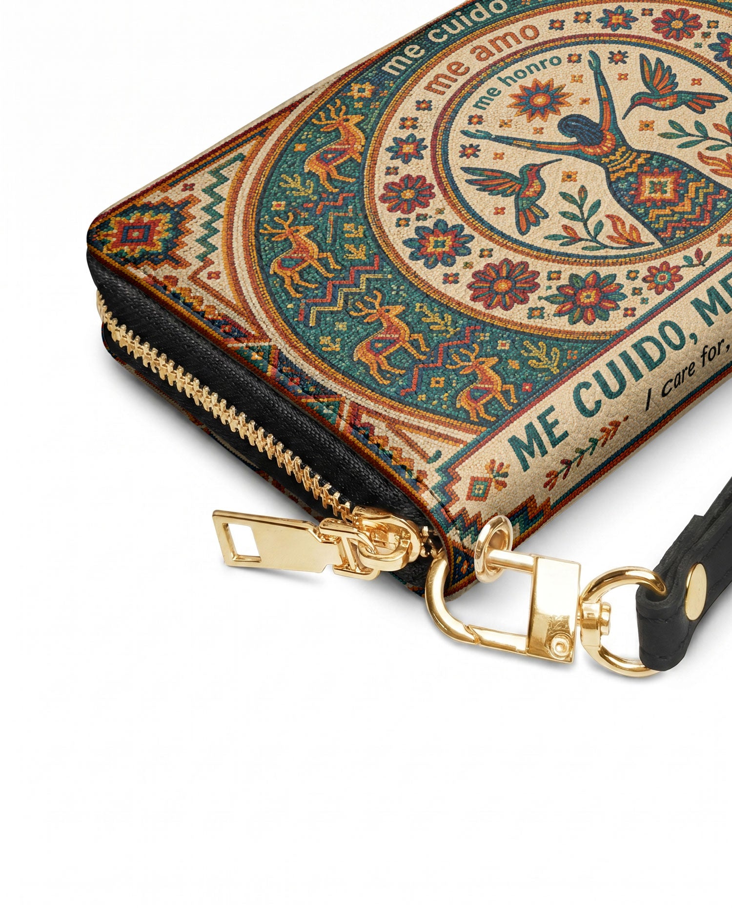 "Me cuido, me amo, me honro" ver.1 Long Wallet - side view | Paleta Bags