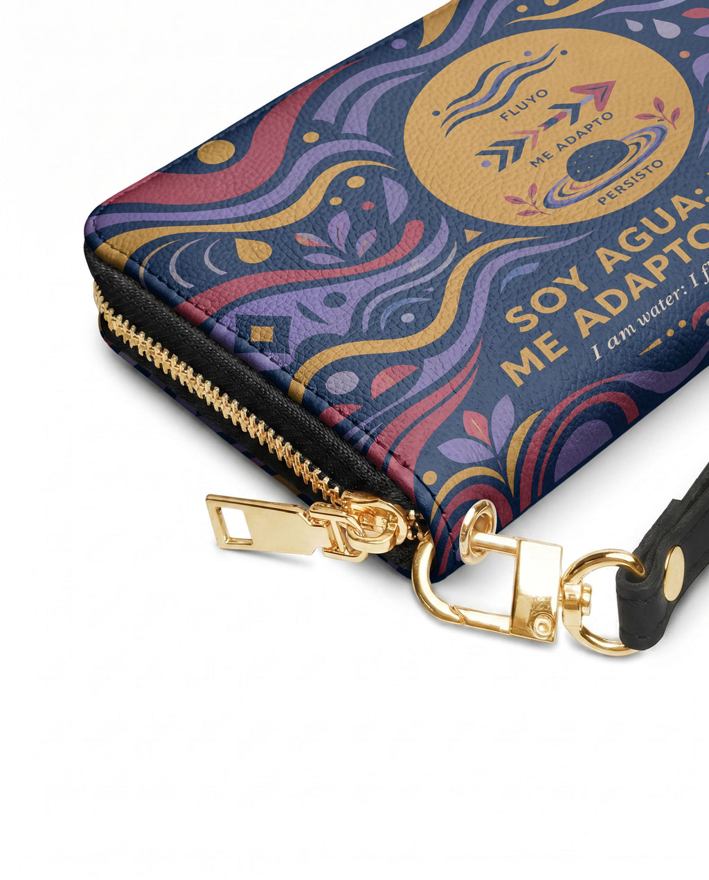 "Soy agua fluyo, me adapto, persisto" ver.3 Long Wallet - side view | Paleta Bags