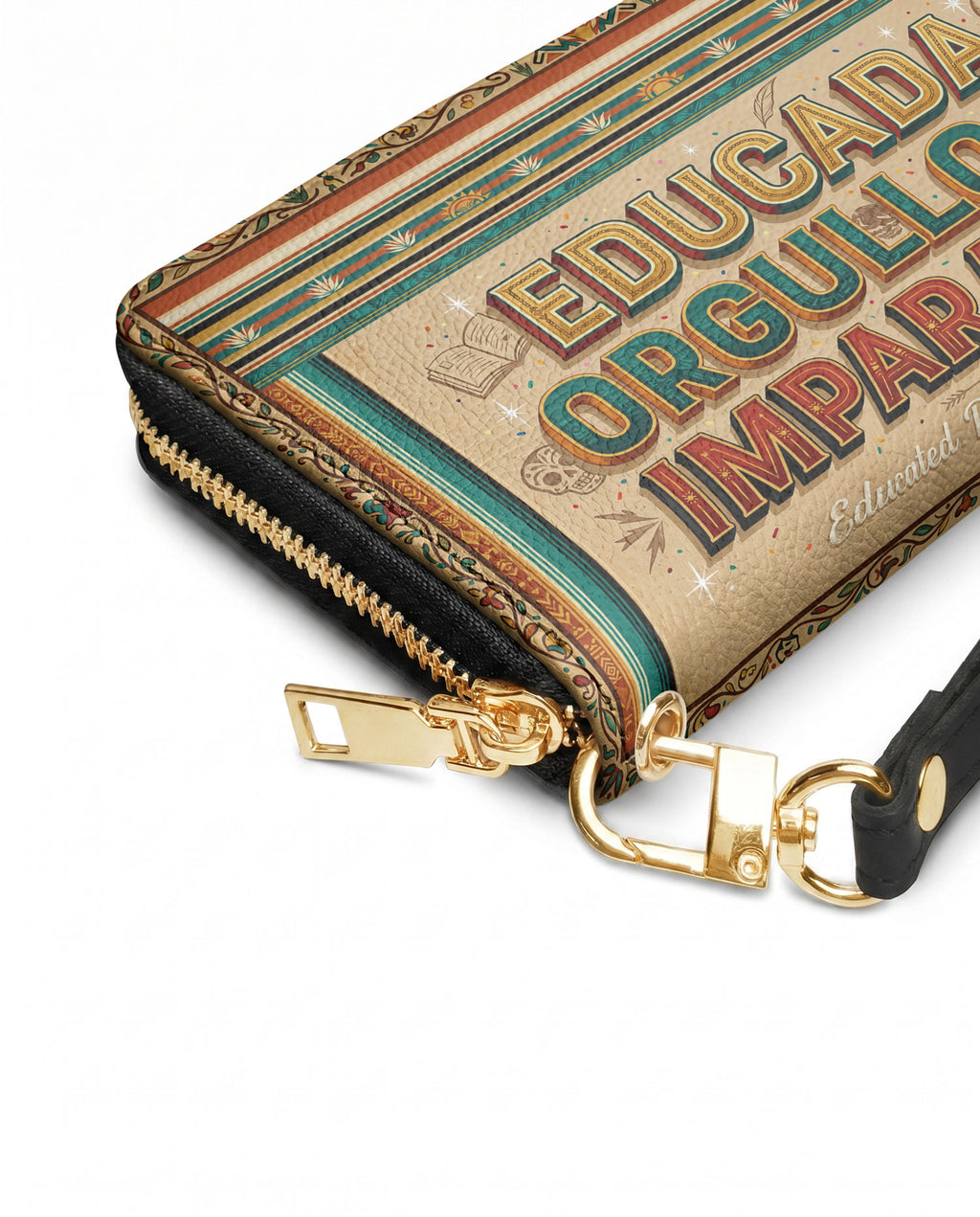 "Educada. Orgullosa. Imparable" ver.4 Long Wallet - side view | Paleta Bags