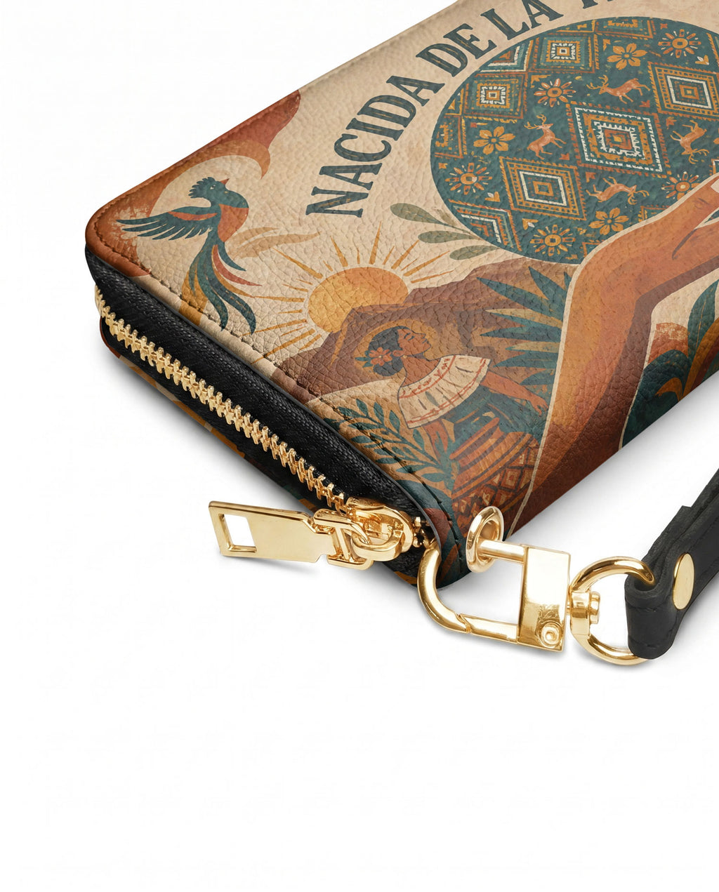 "Nacida de la tierra, hecha para el mundo" ver.1 Long Wallet - side view | Paleta Bags