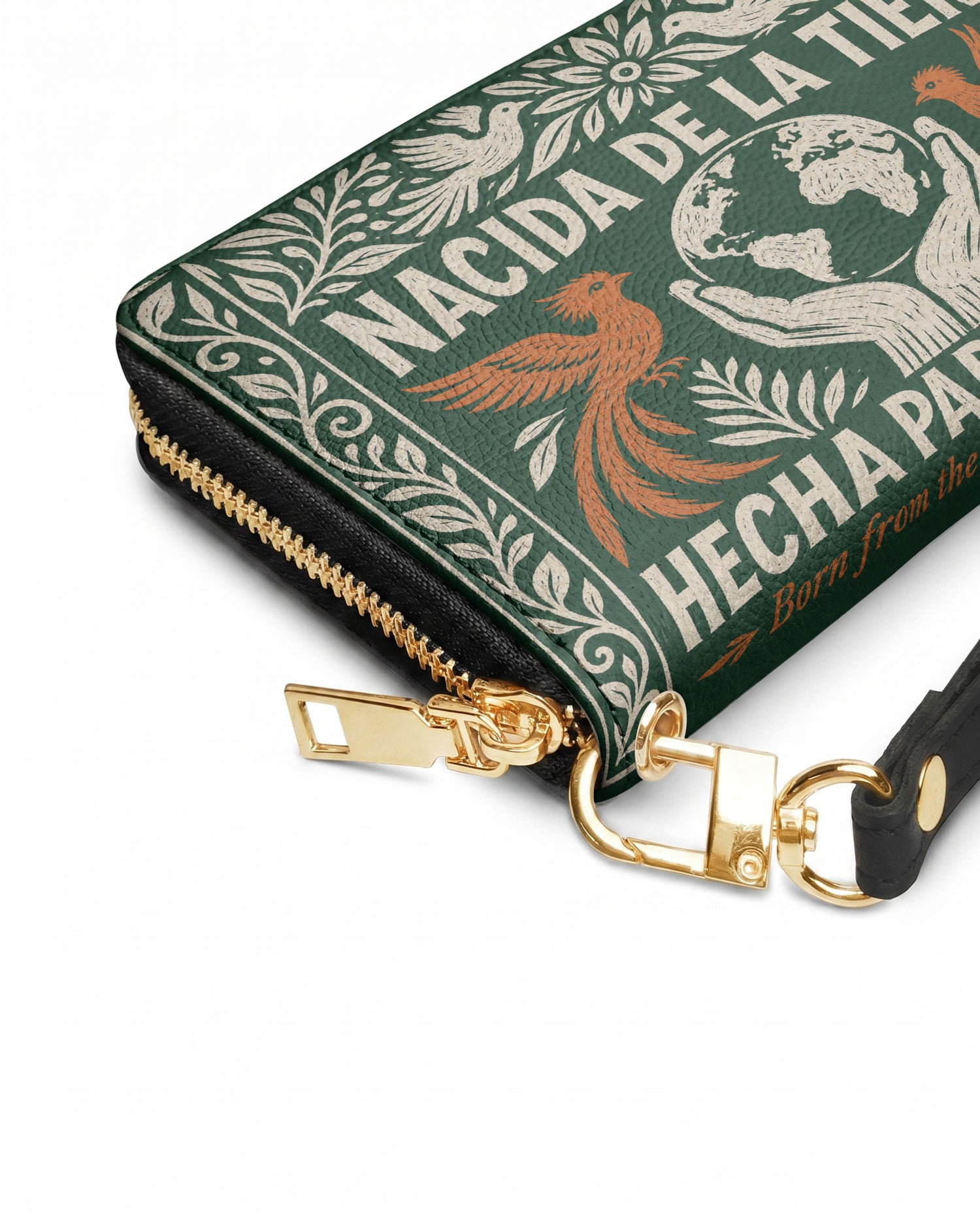 "Nacida de la tierra, hecha para el mundo" ver.3 Long Wallet - side view | Paleta Bags