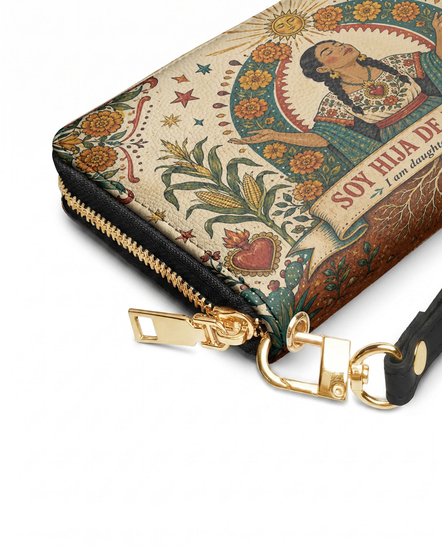 "Soy hija de la tierra" ver.5 Long Wallet - side view | Paleta Bags