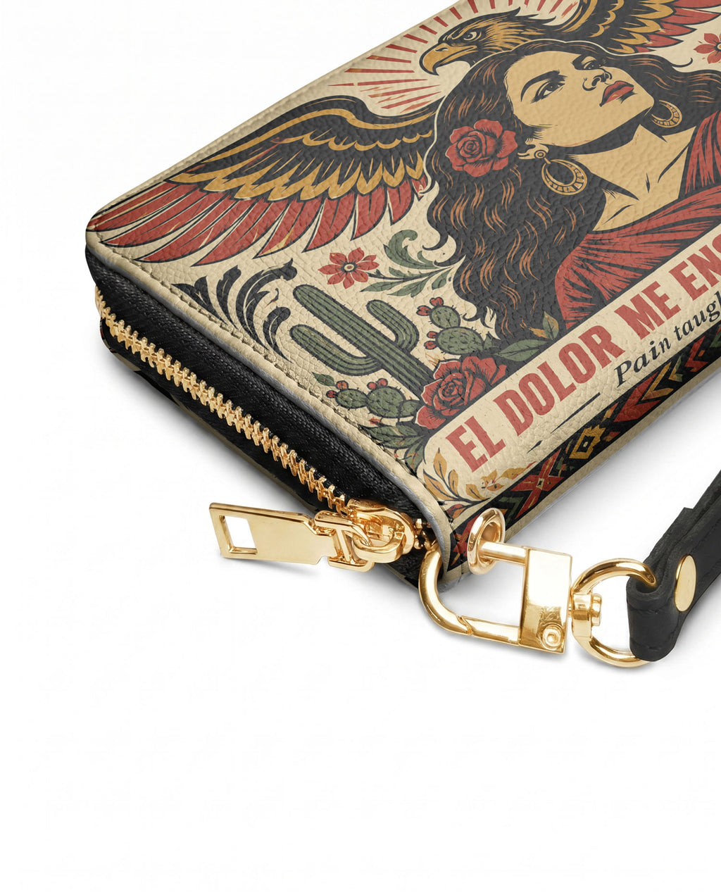 "El dolor me enseñó a ser fuerte" ver.3 Long Wallet - side view | Paleta Bags