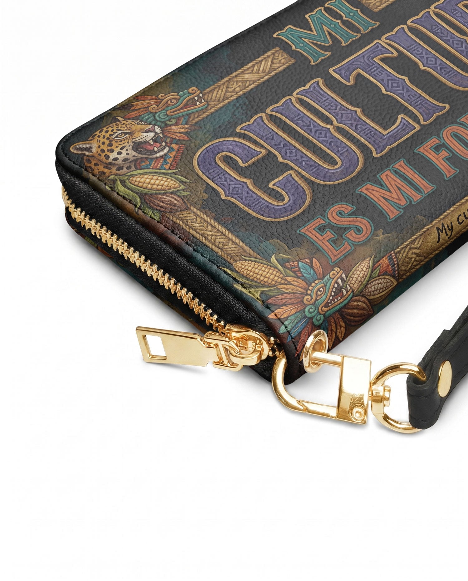 "Mi cultura es mi fortaleza" ver.3 Long Wallet - side view | Paleta Bags