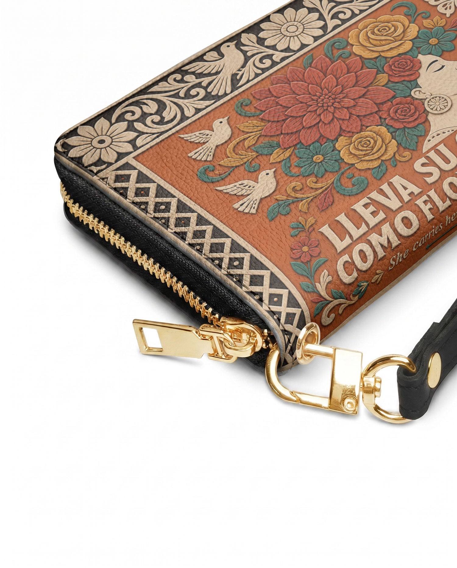 "Lleva su cultura como flores en flor" ver.3 Long Wallet - side view | Paleta Bags