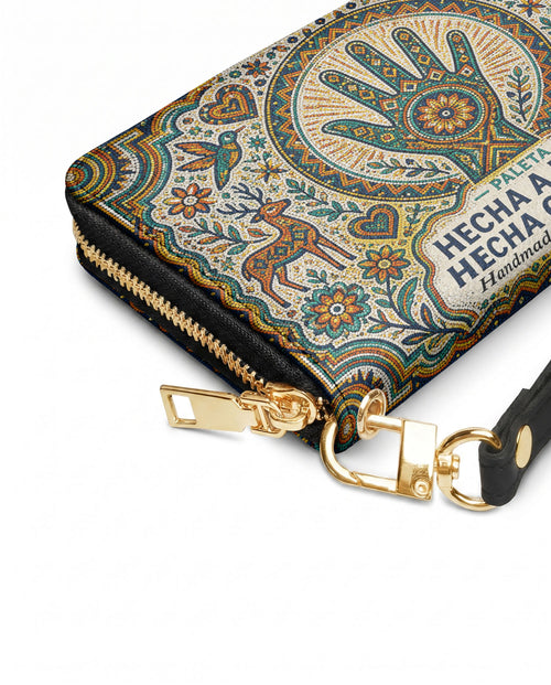 "Hecha a mano, hecha con amor" ver.3 Long Wallet - side view | Paleta Bags