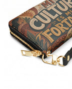 "Mi cultura es mi fortaleza" ver.1 Long Wallet - side view | Paleta Bags