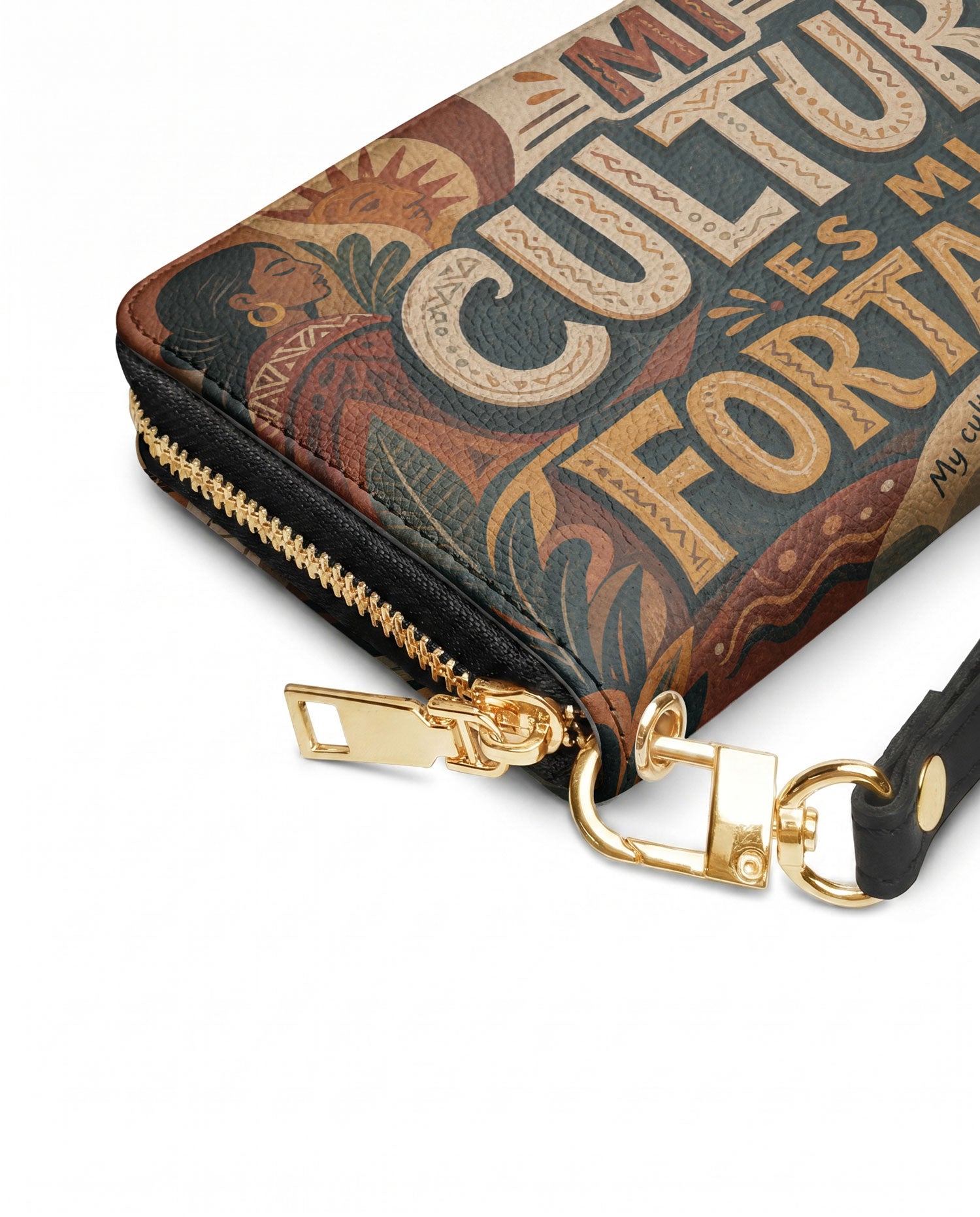 "Mi cultura es mi fortaleza" ver.1 Long Wallet - side view | Paleta Bags