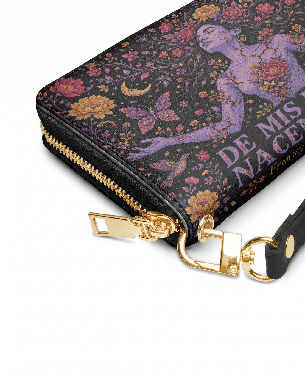 "De mis heridas nacen flores" ver.5 Long Wallet - side view | Paleta Bags