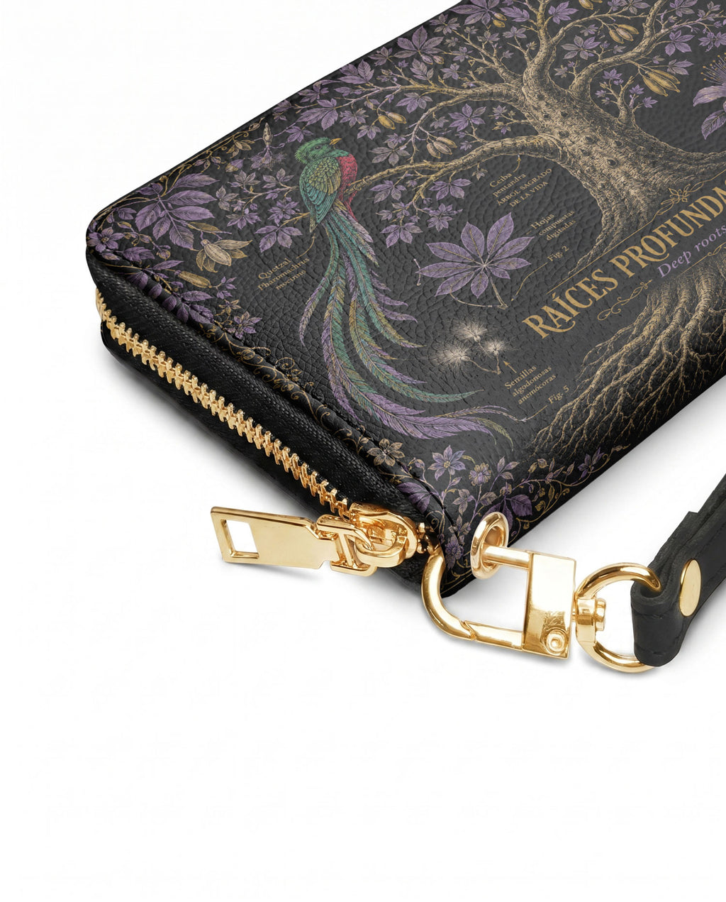 "Raíces profundas, alas libres" ver.2 Long Wallet - side view | Paleta Bags