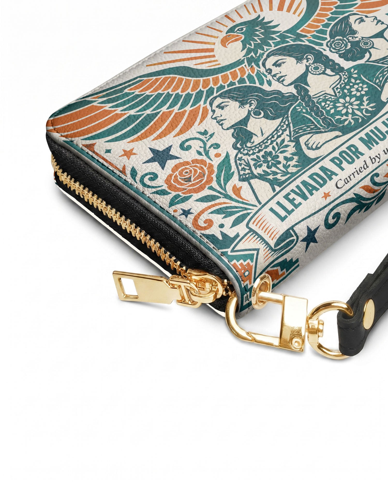 "Llevada por mujeres que inspiran" ver.3 Long Wallet - side view | Paleta Bags