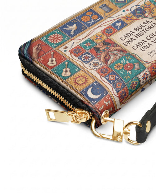 "Cada bolsa, una historia" ver.1 Long Wallet - side view | Paleta Bags