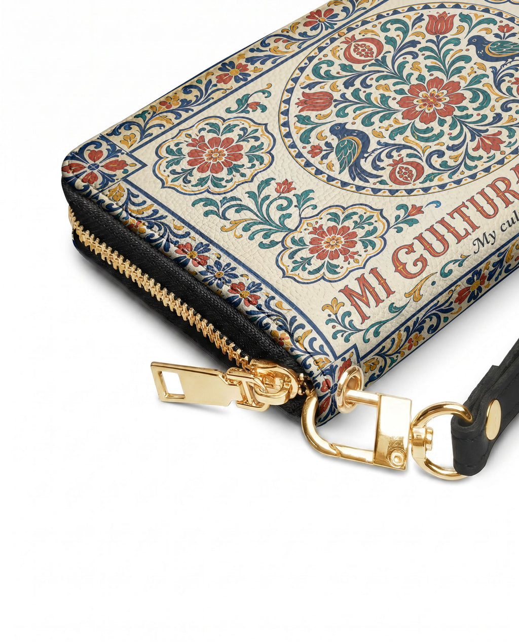 "Mi cultura es mi poder" ver.3 Long Wallet - side view | Paleta Bags