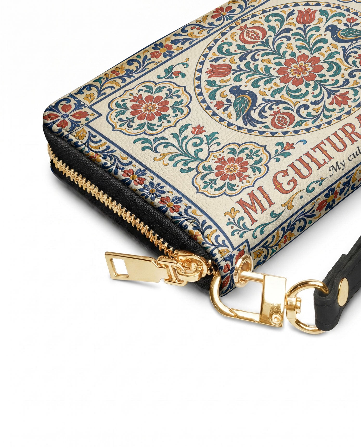 "Mi cultura es mi poder" ver.3 Long Wallet - side view | Paleta Bags