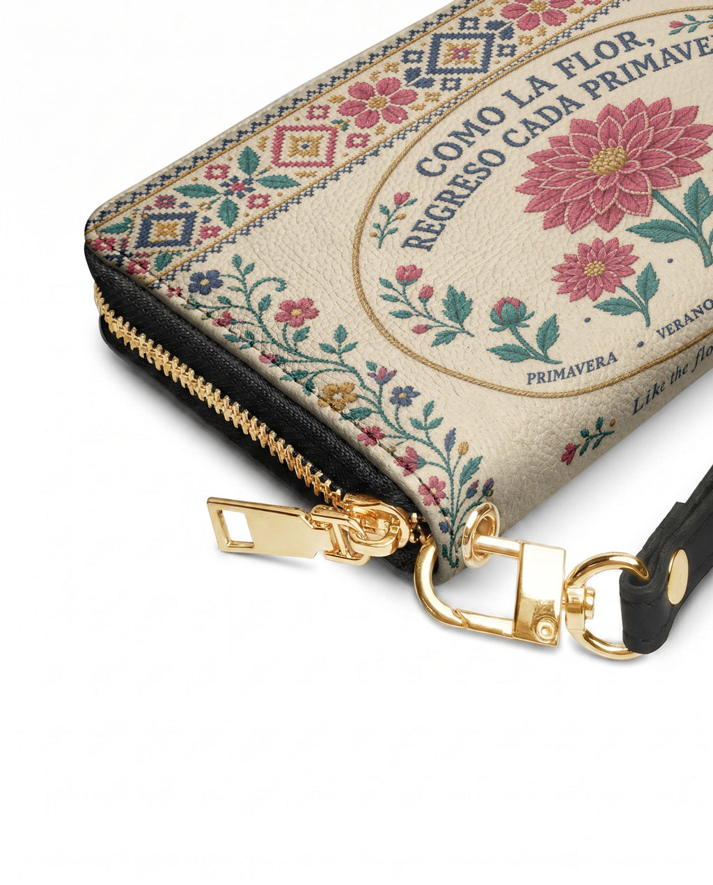 "Como la flor, regreso cada primavera" ver.3 Long Wallet - side view | Paleta Bags