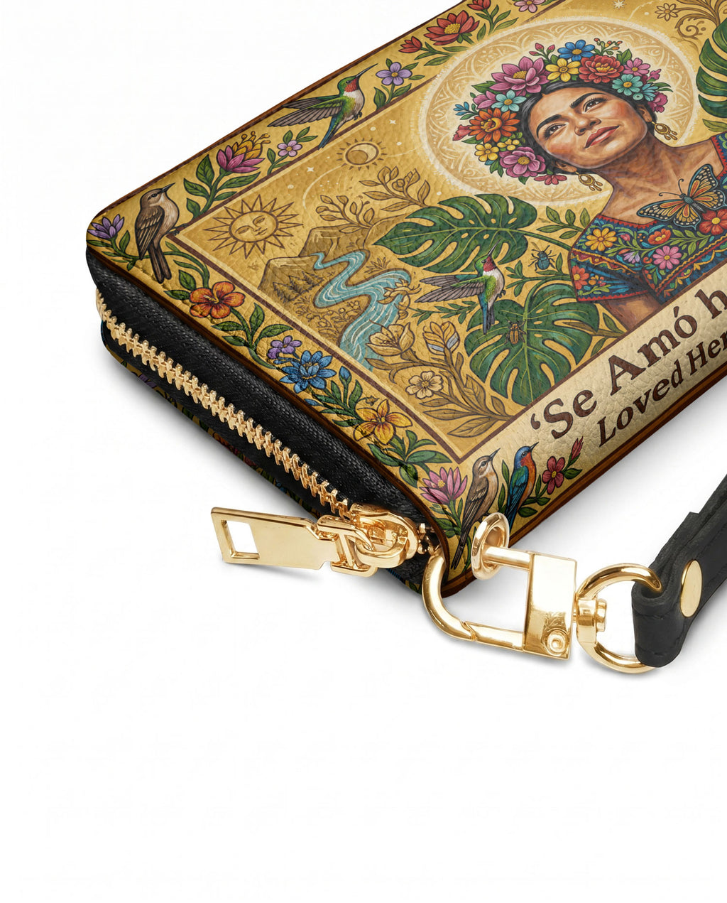 "Se amó hasta florecer" ver.7 Long Wallet - side view | Paleta Bags