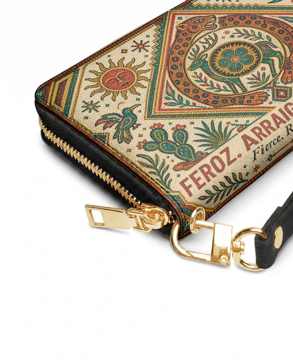 "Feroz. Arraigada. Radiante" ver.2 Long Wallet - side view | Paleta Bags