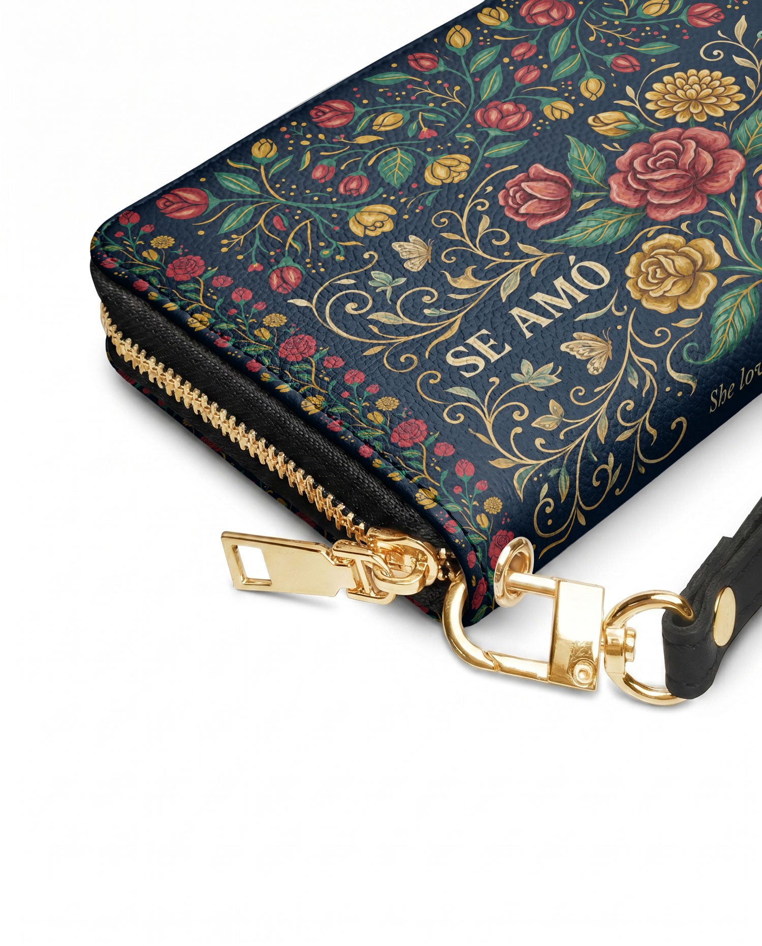 "Se amó hasta florecer" ver.6 Long Wallet - side view | Paleta Bags