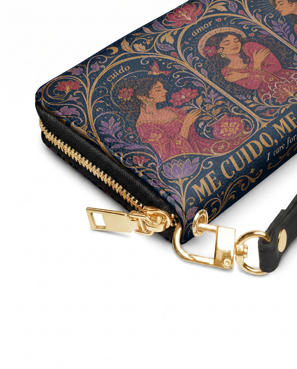 "Me cuido, me amo, me honro" ver.3 Long Wallet - side view | Paleta Bags