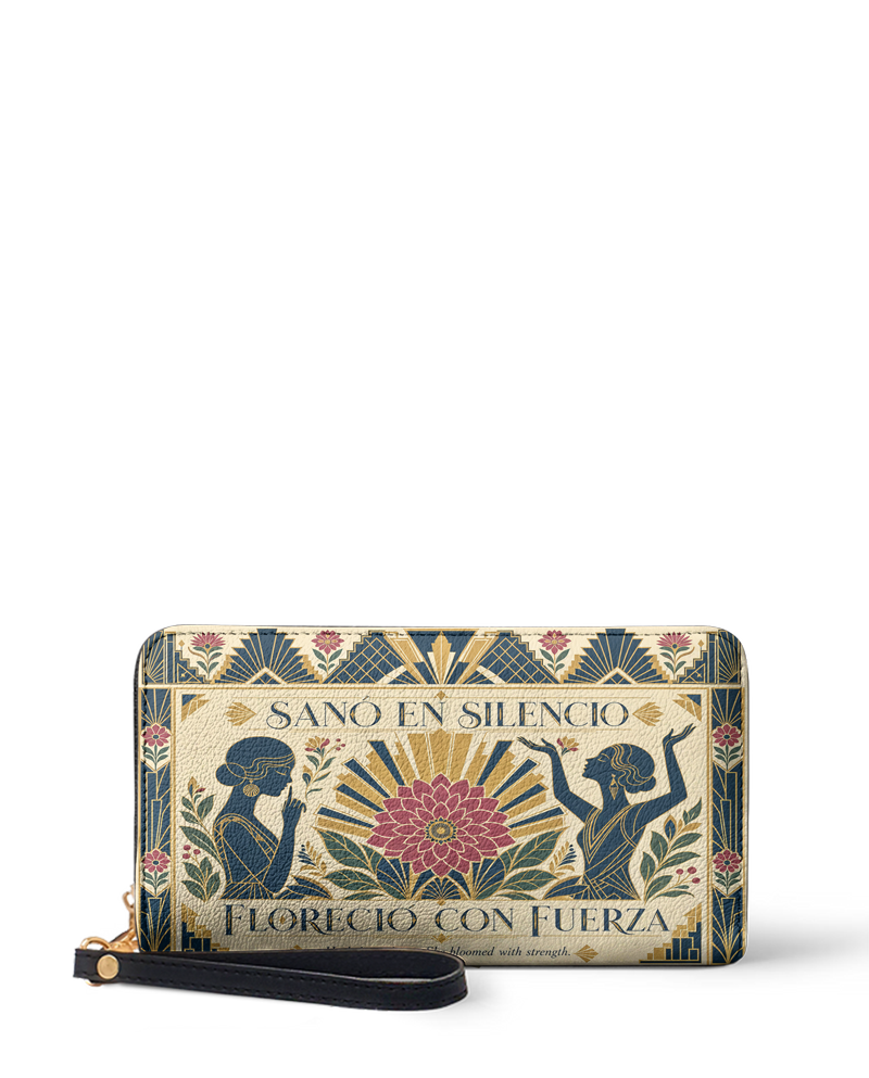 "Sanó en silencio, floreció con fuerza" ver.3 Long Wallet
