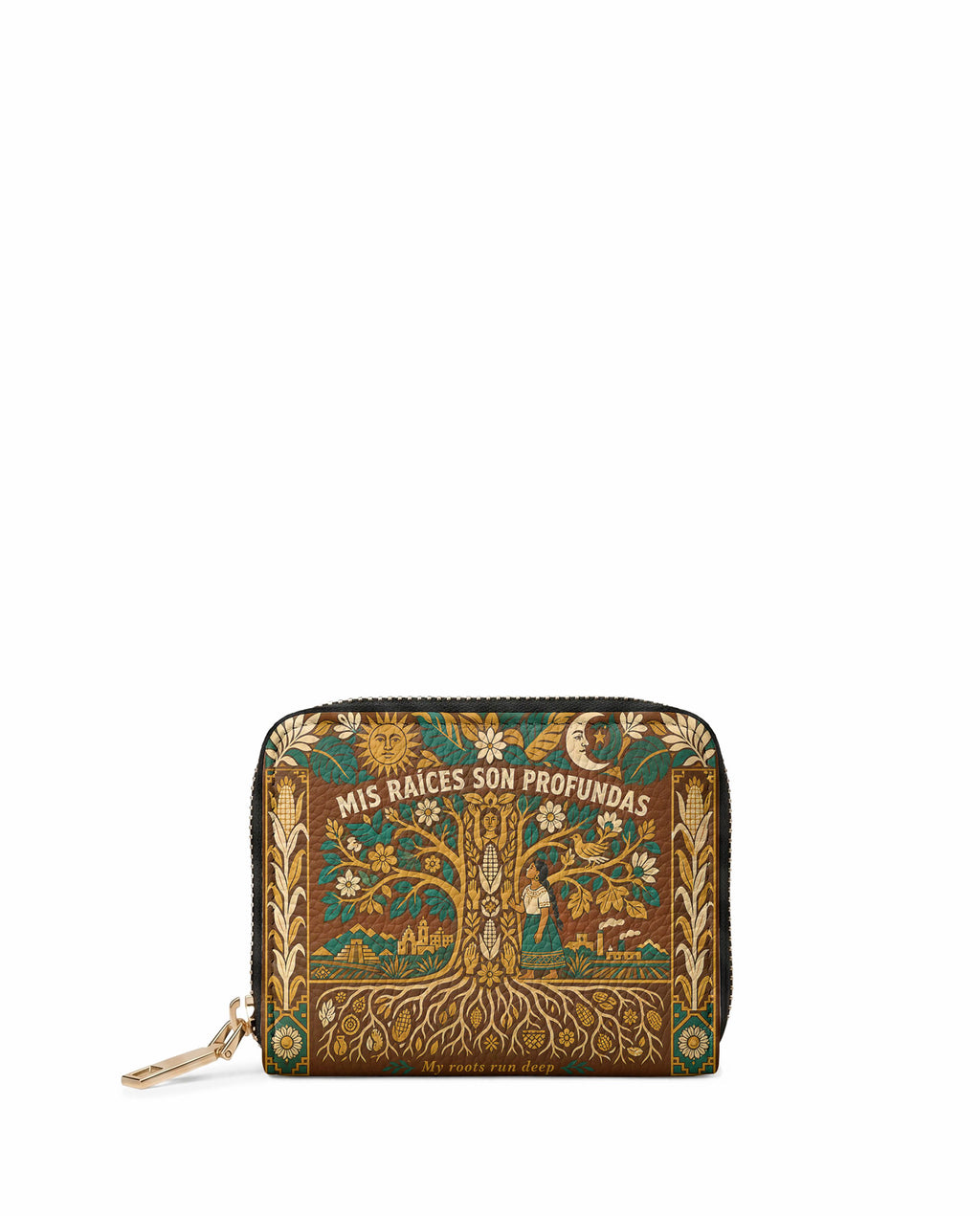 "Mis Raíces son Profundas" ver.3 Mini Wallet - front view | Paleta Bags