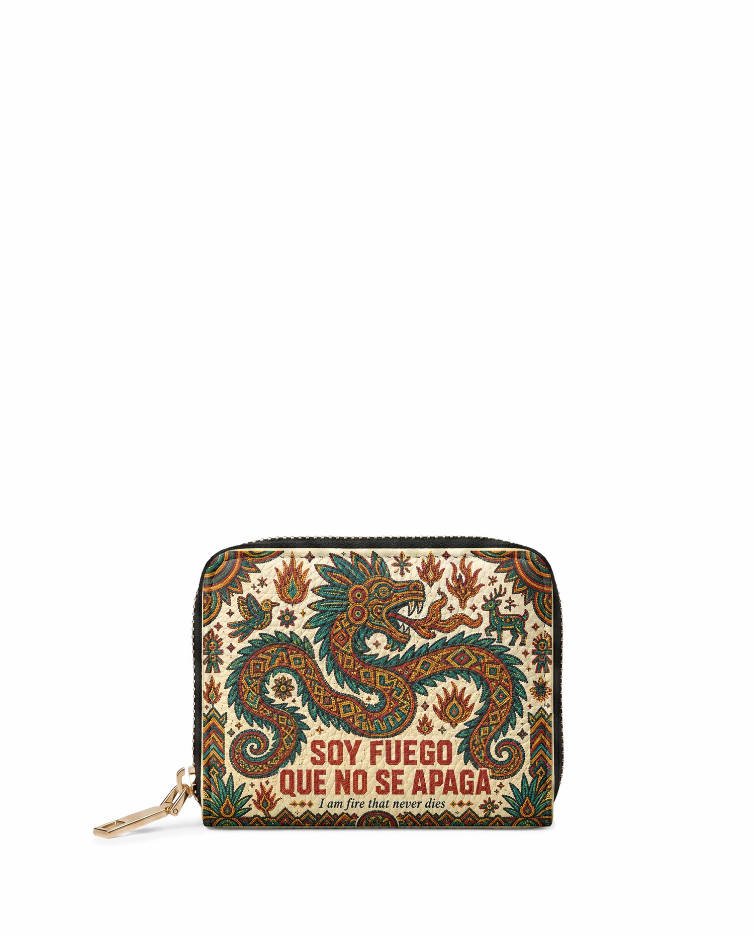 "Soy fuego que no se apaga" ver.2 Mini Wallet - front view | Paleta Bags