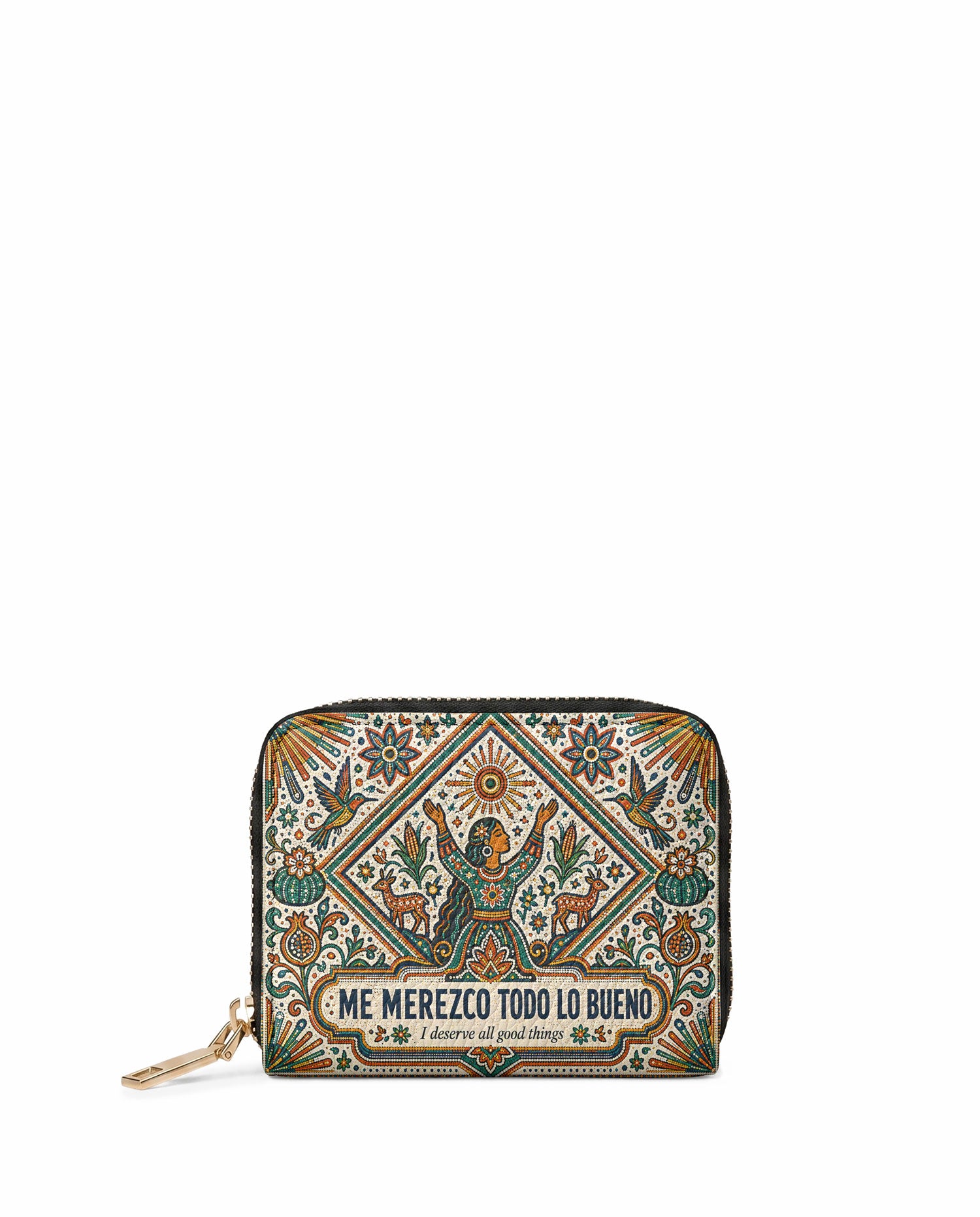 "Me merezco todo lo bueno" ver.5 Mini Wallet - front view | Paleta Bags