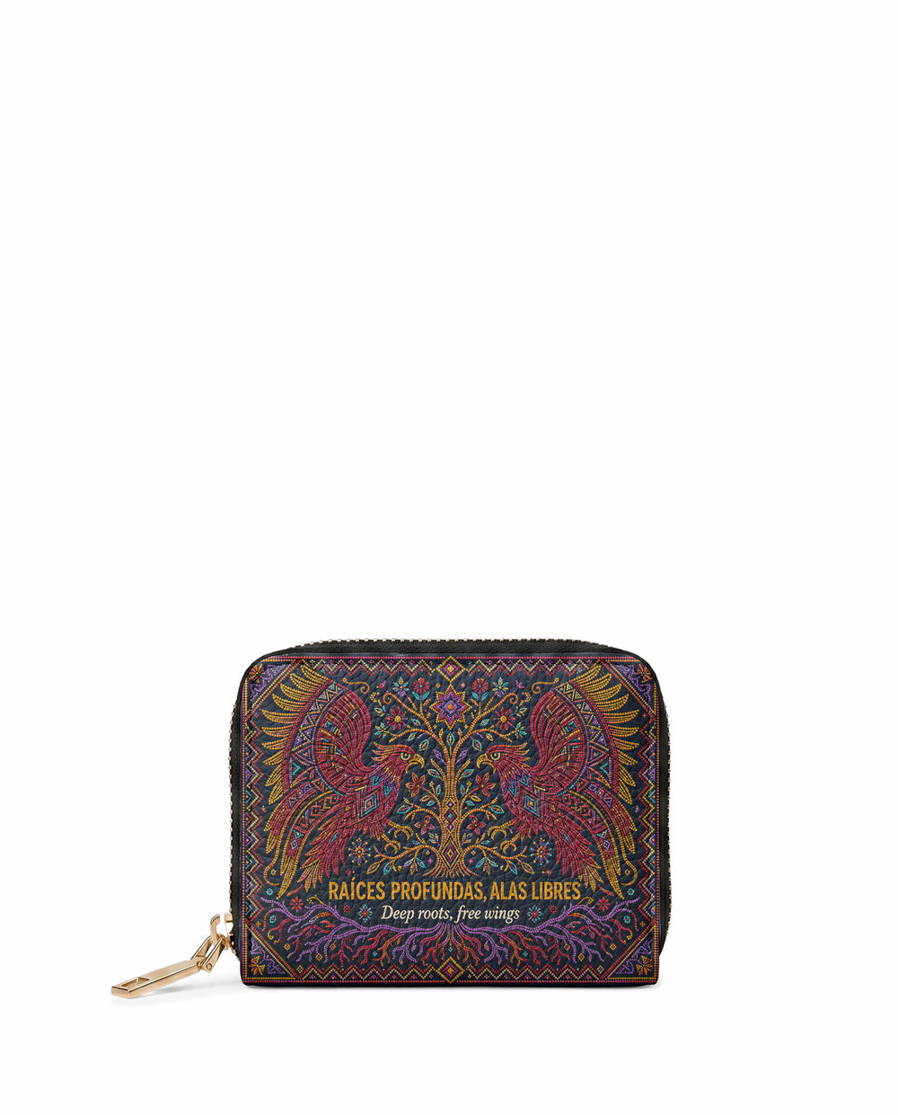 "Raíces profundas, alas libres" ver.1 Mini Wallet - front view | Paleta Bags