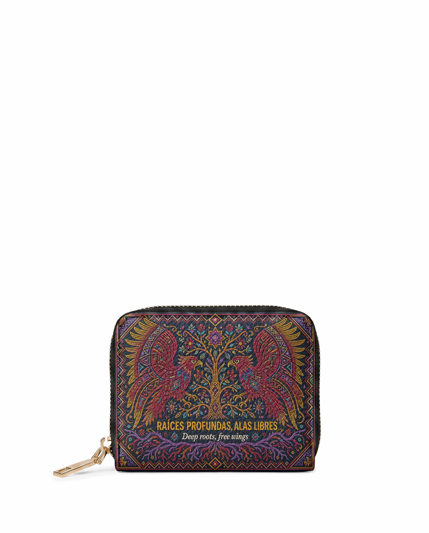 "Raíces profundas, alas libres" ver.1 Mini Wallet - front view | Paleta Bags