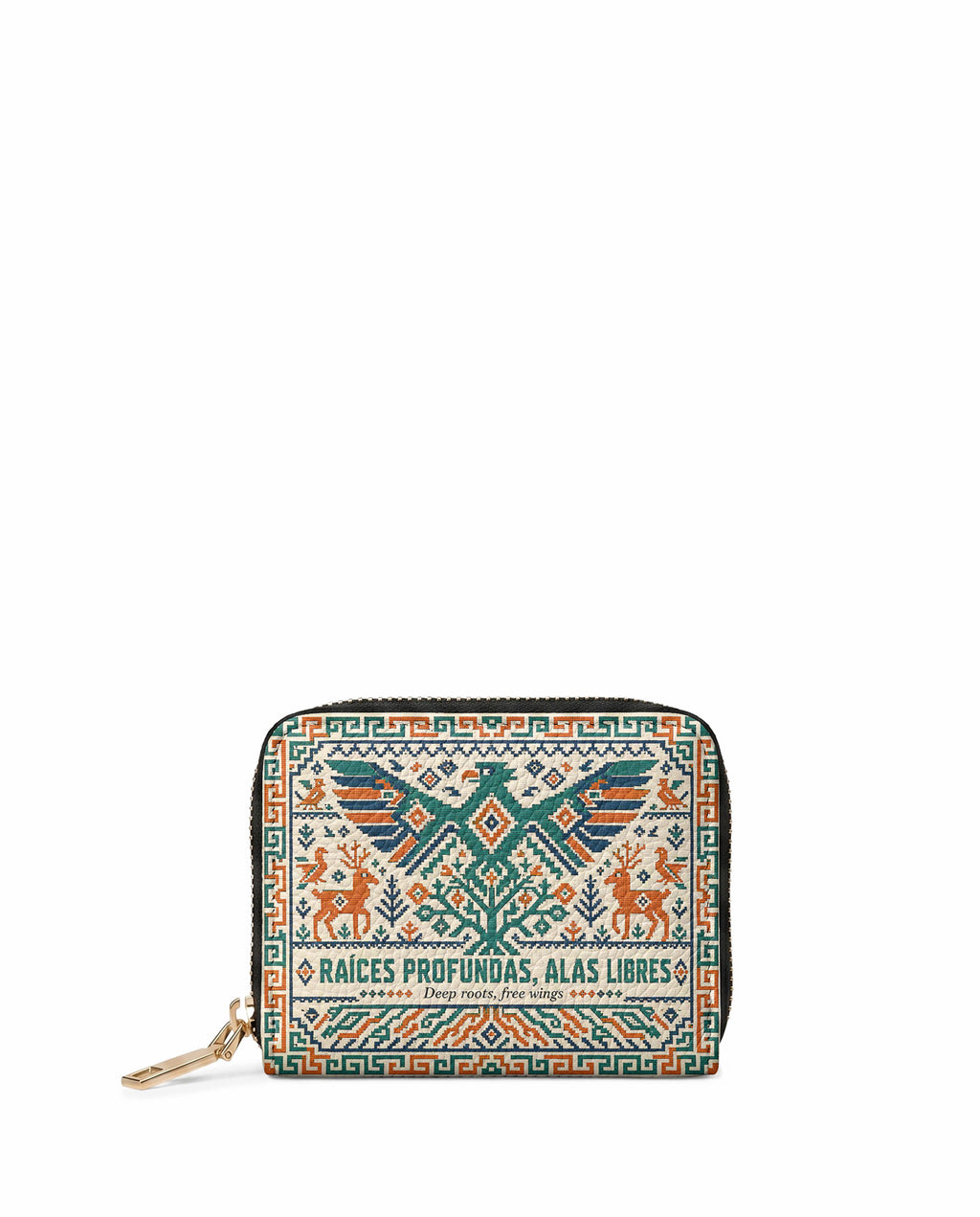 "Raíces profundas, alas libres" ver.4 Mini Wallet - front view | Paleta Bags