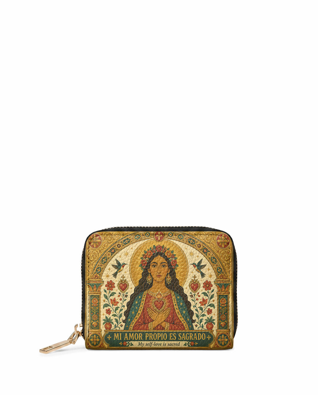 "Mi amor propio es sagrado" ver.2 Mini Wallet - front view | Paleta Bags