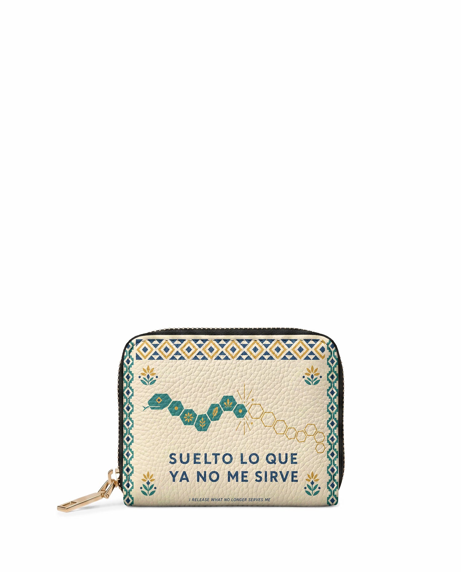 "Suelto lo que ya no me sirve" ver.4 Mini Wallet - front view | Paleta Bags