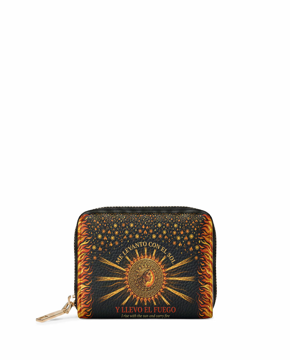 "Me levanto con el sol y llevo el fuego" ver.2 Mini Wallet - front view | Paleta Bags