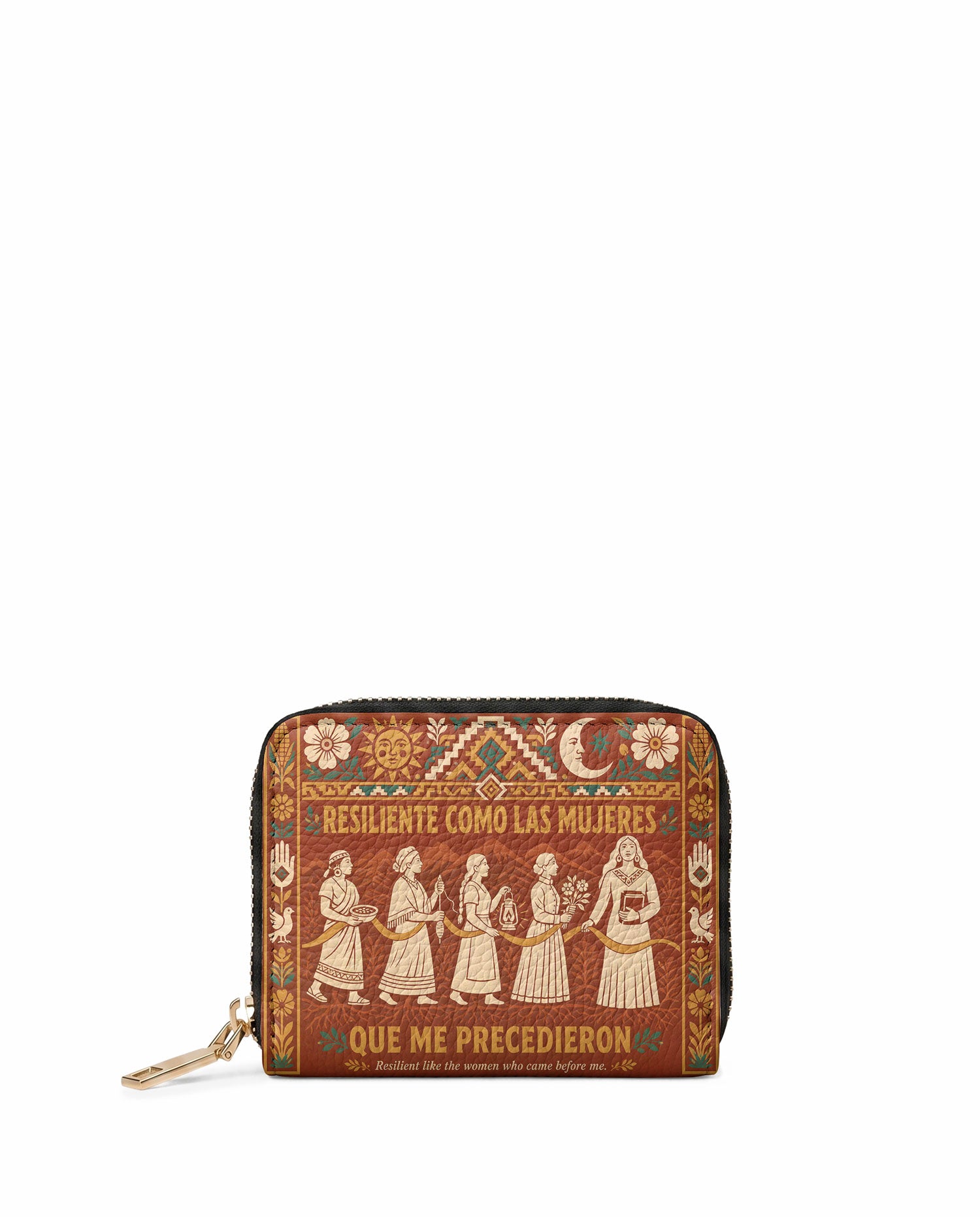 "Resiliente como las mujeres que me precedieron" ver.1 Mini Wallet - front view | Paleta Bags