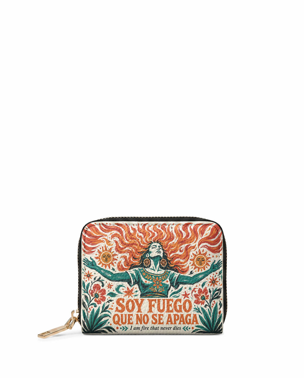 "Soy fuego que no se apaga" ver.4 Mini Wallet - front view | Paleta Bags