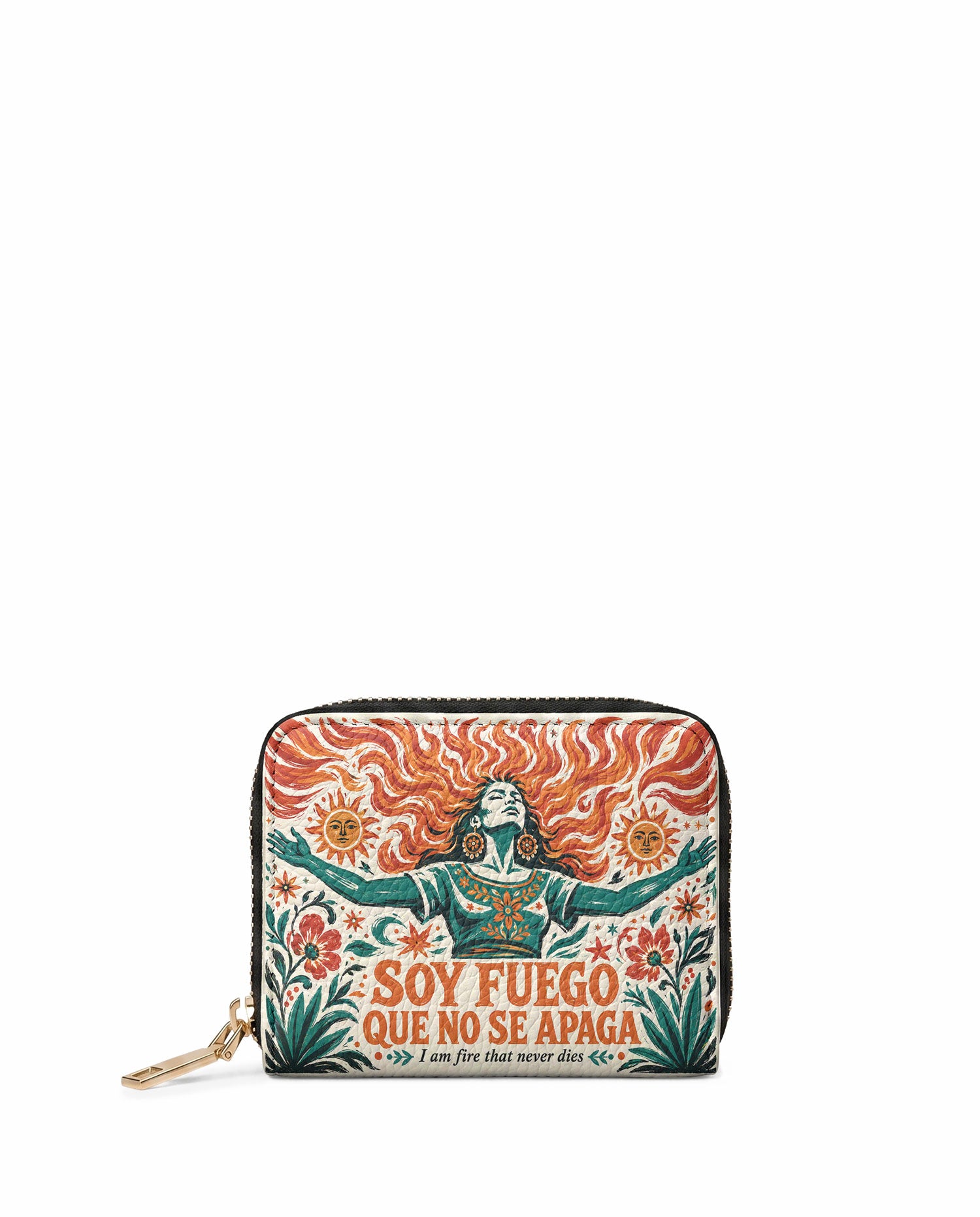 "Soy fuego que no se apaga" ver.4 Mini Wallet - front view | Paleta Bags