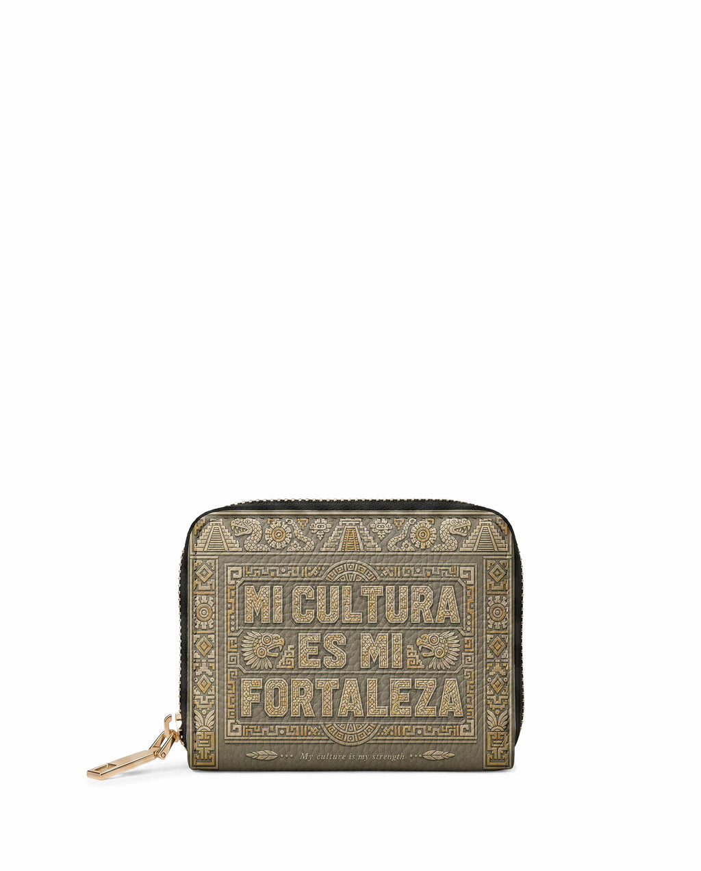 "Mi cultura es mi fortaleza" ver.5 Mini Wallet - front view | Paleta Bags