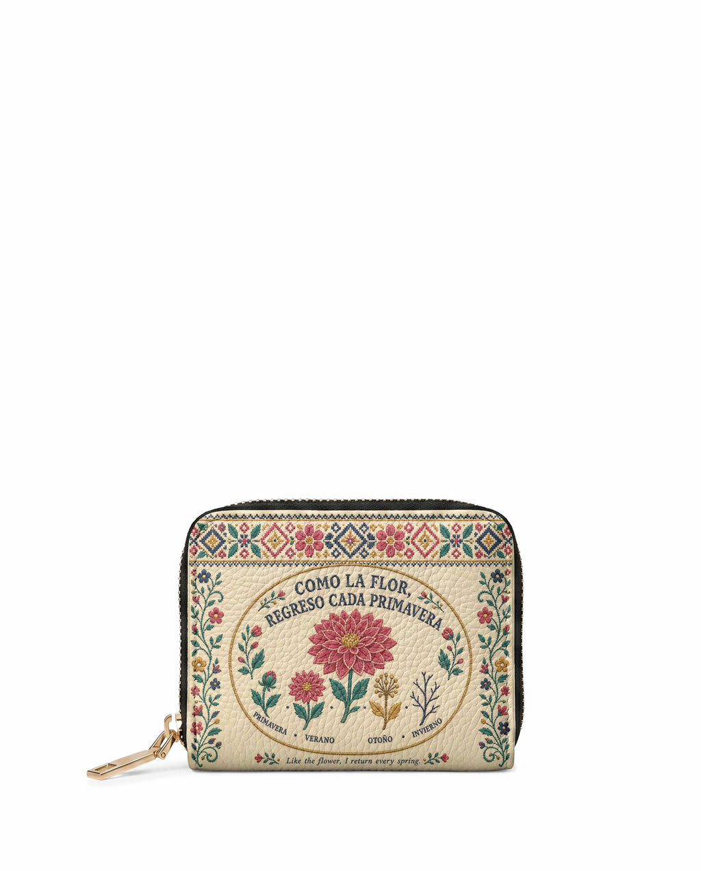 "Como la flor, regreso cada primavera" ver.3 Mini Wallet - front view | Paleta Bags