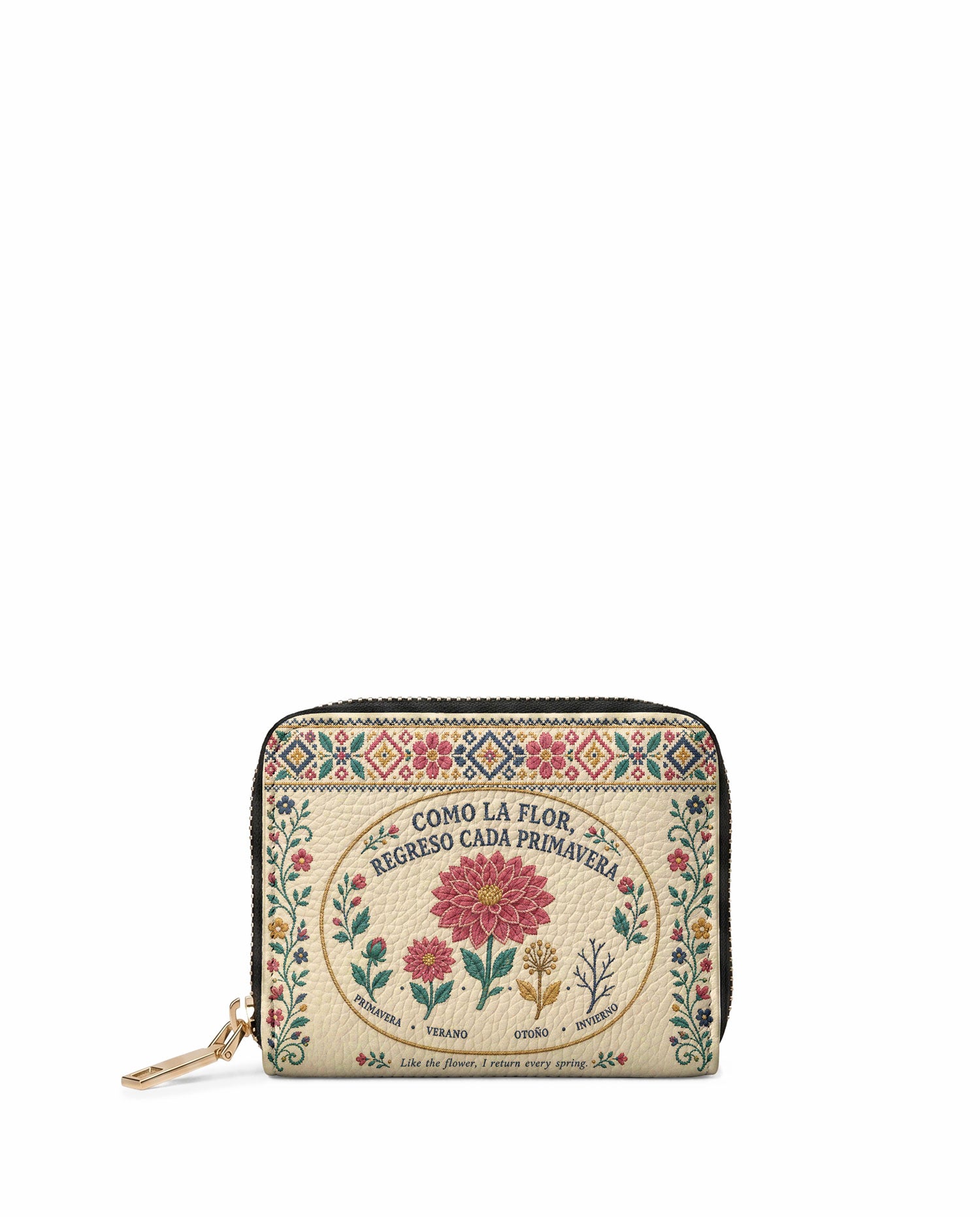 "Como la flor, regreso cada primavera" ver.3 Mini Wallet - front view | Paleta Bags