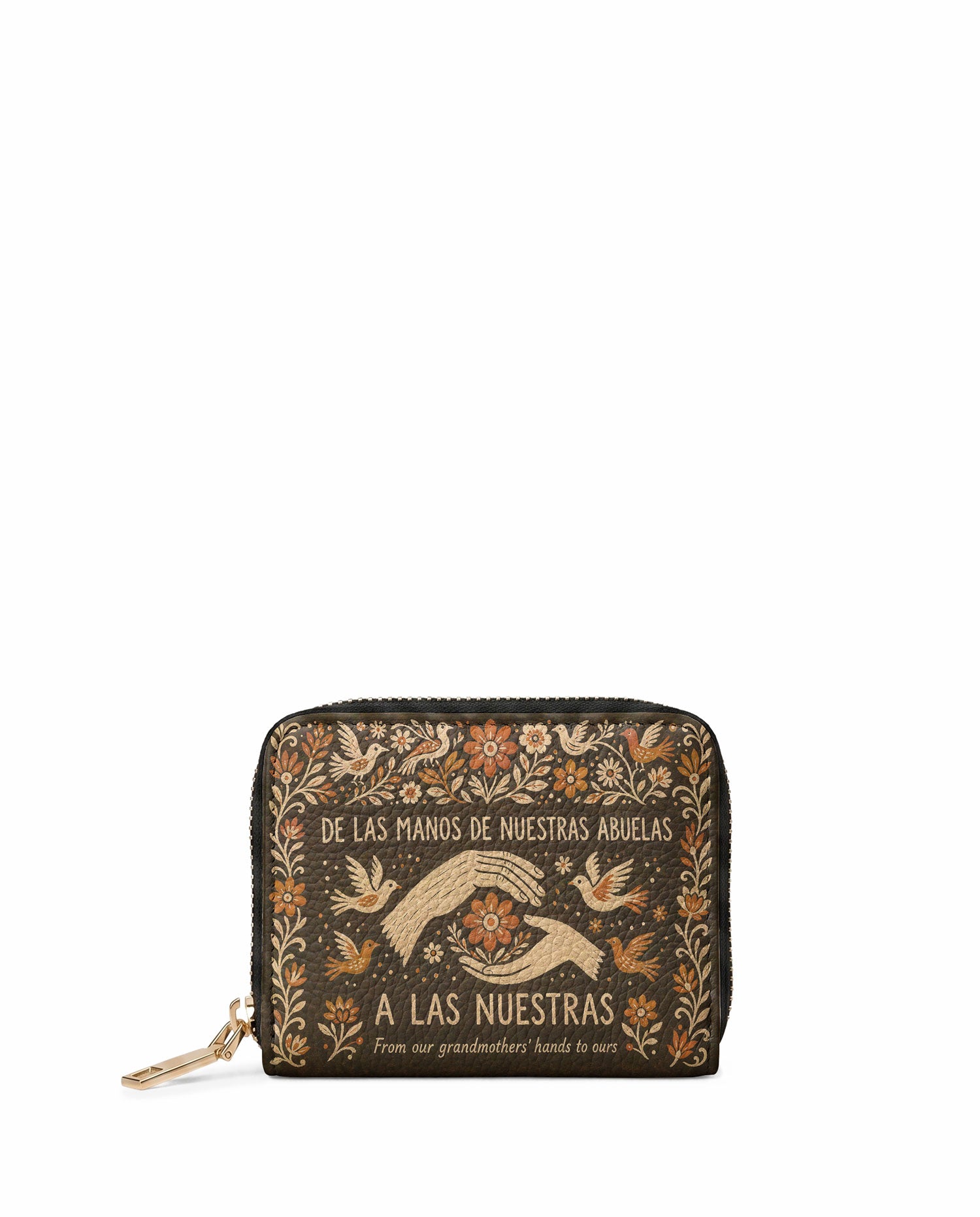 "De las manos de nuestras abuelas a las nuestras" ver.2 Mini Wallet - front view | Paleta Bags
