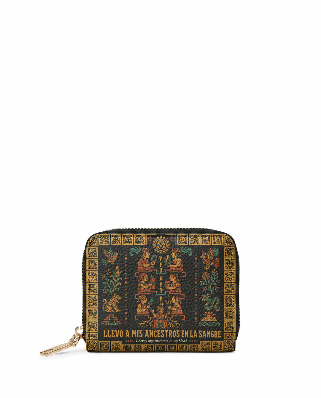 "Llevo a mis ancestros en la sangre" ver.2 Mini Wallet - front view | Paleta Bags
