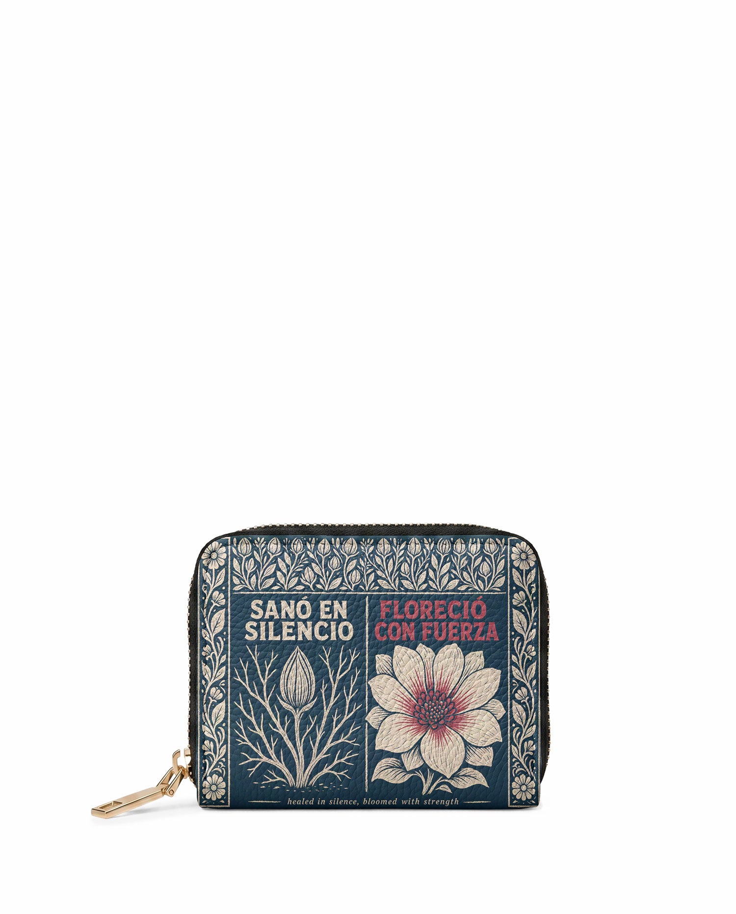 "Sanó en silencio, floreció con fuerza" ver.1 Mini Wallet - front view | Paleta Bags