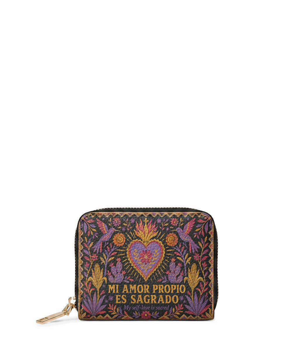 "Mi amor propio es sagrado" ver.4 Mini Wallet - front view | Paleta Bags