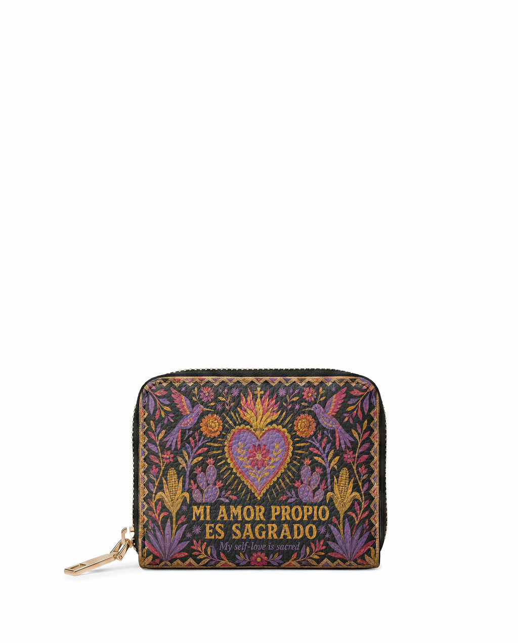 "Mi amor propio es sagrado" ver.4 Mini Wallet - front view | Paleta Bags