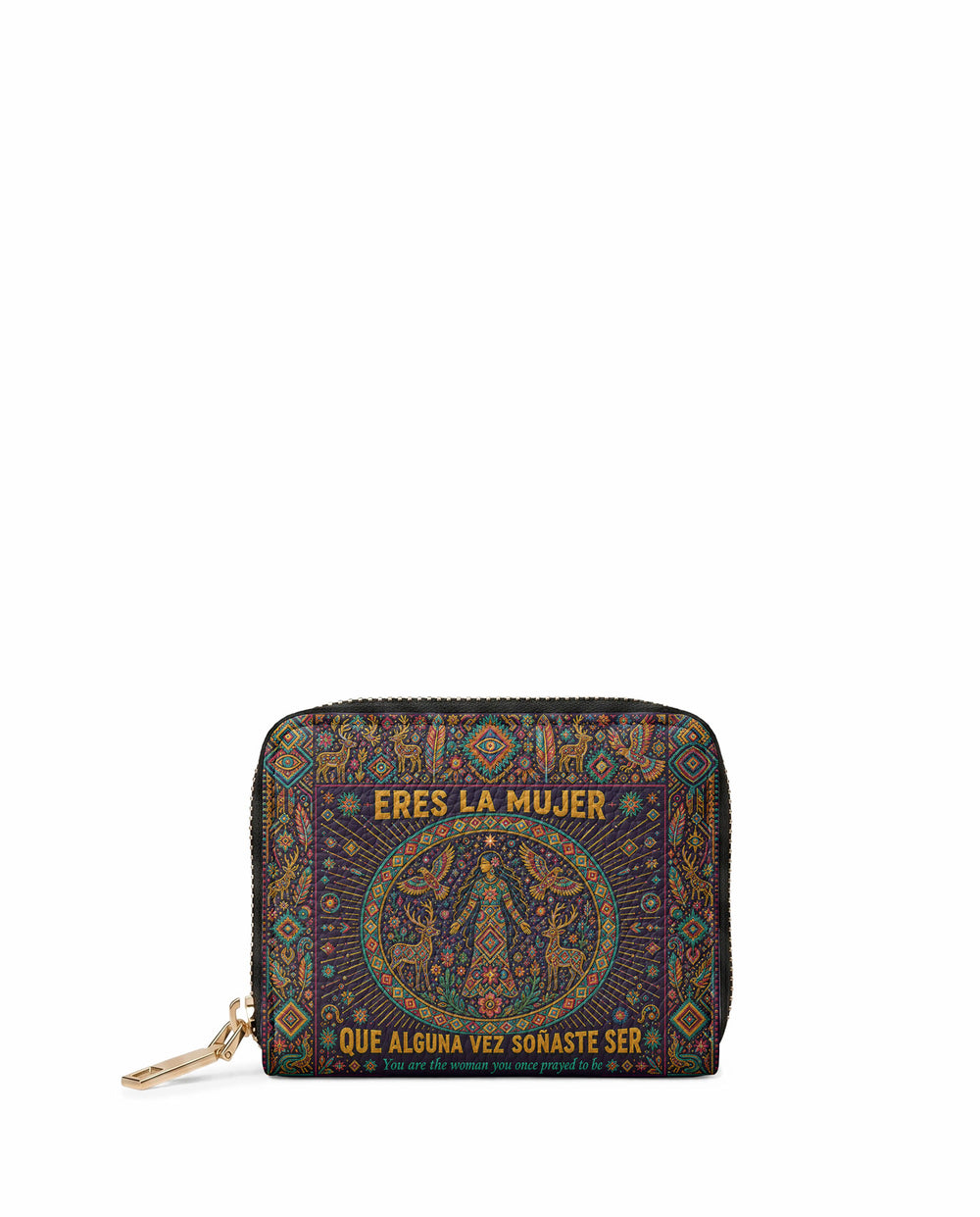 "Eres la mujer que alguna vez soñaste ser" ver.8 Mini Wallet - front view | Paleta Bags